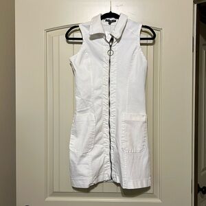White Denim Zip Up Dress